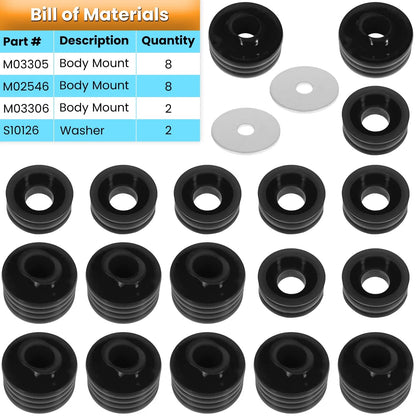 20PCS Body Mount Bushing Kit for Ford F250 F350 Super Duty (1999–2018)