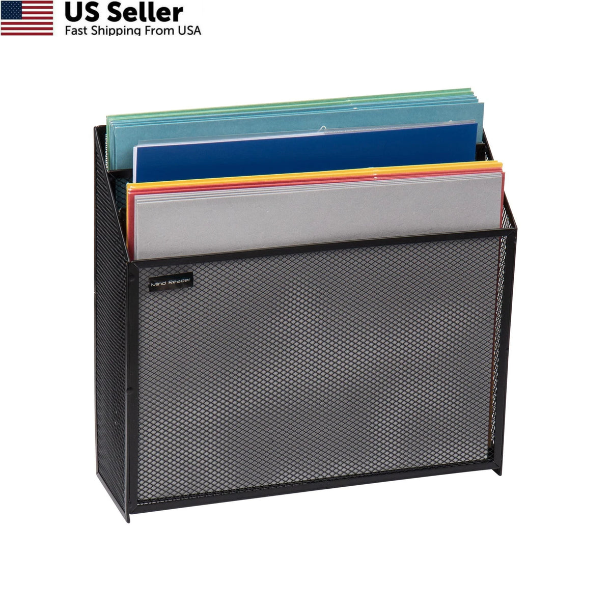 Vertical File Storage Organizer for Desktop (Single, Black)