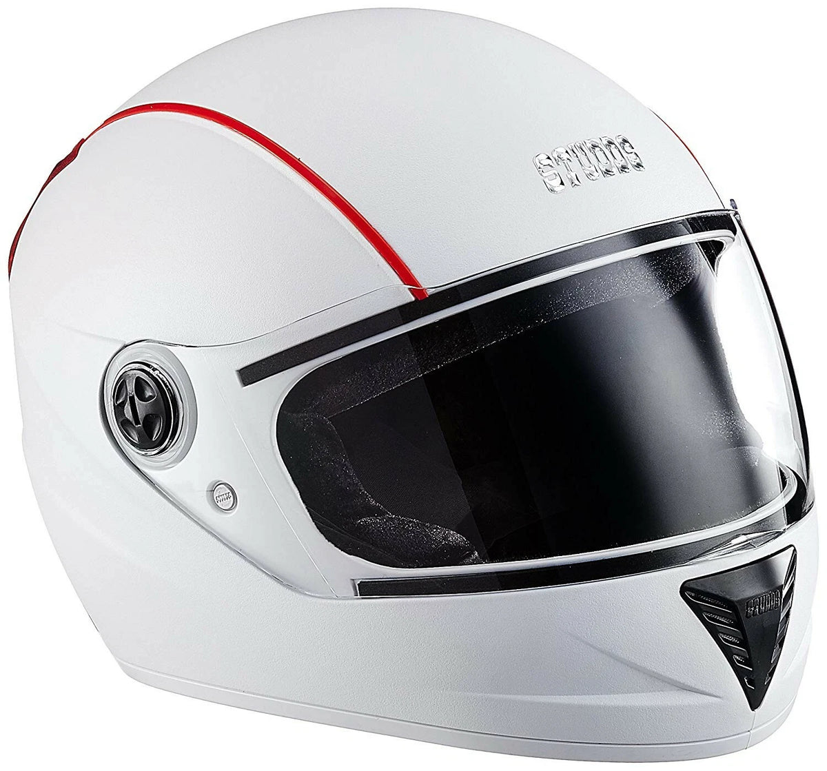 Studds Professional Full Face Helmet for Medium Size (White/Red)