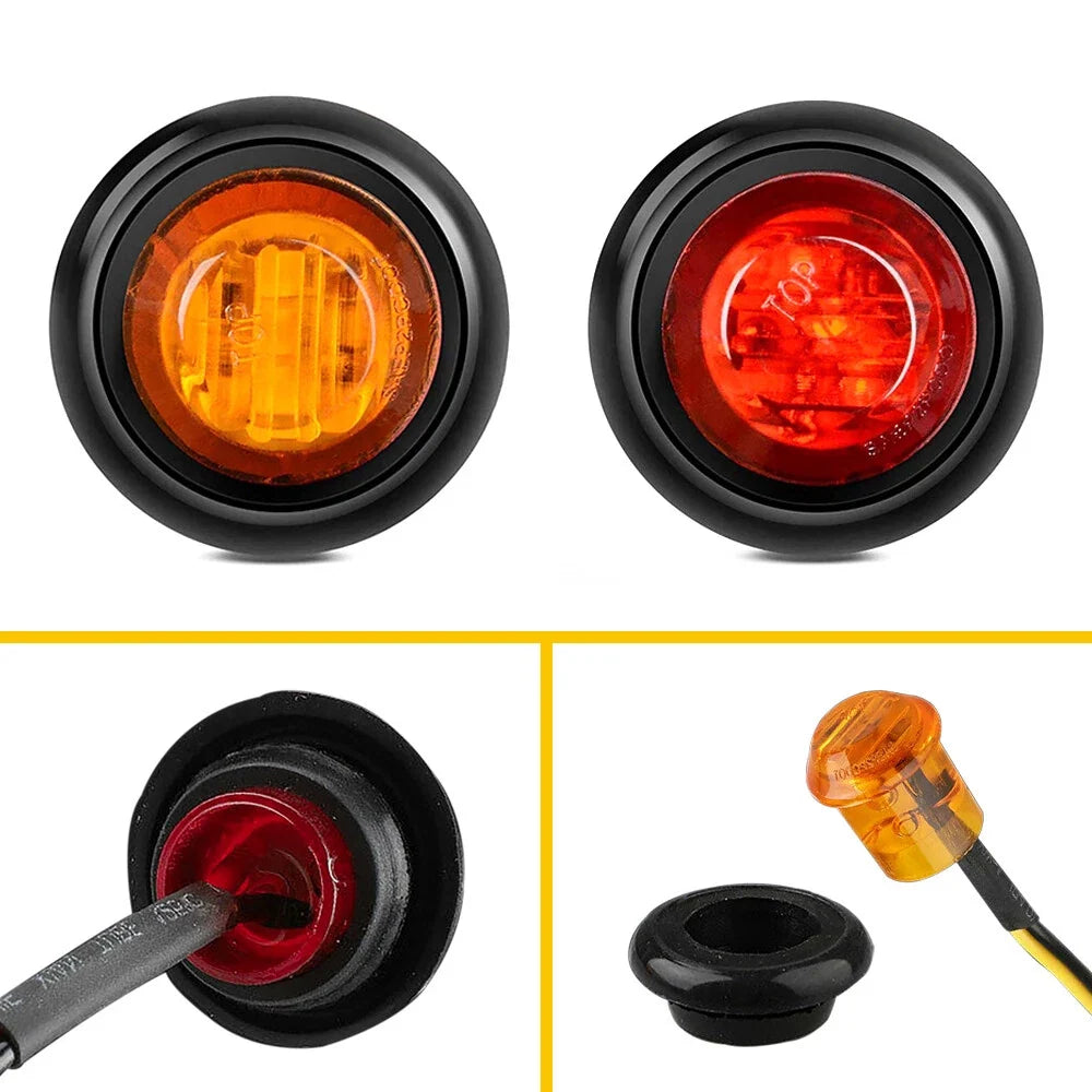 12V LED Round Marker Lights Set of 20 for Universal Fit Vehicles