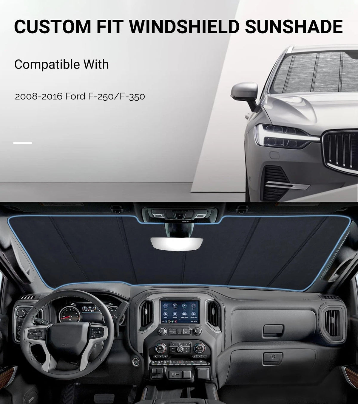 Custom Windshield Sunshade for Ford F250/F350 (2008–2016)