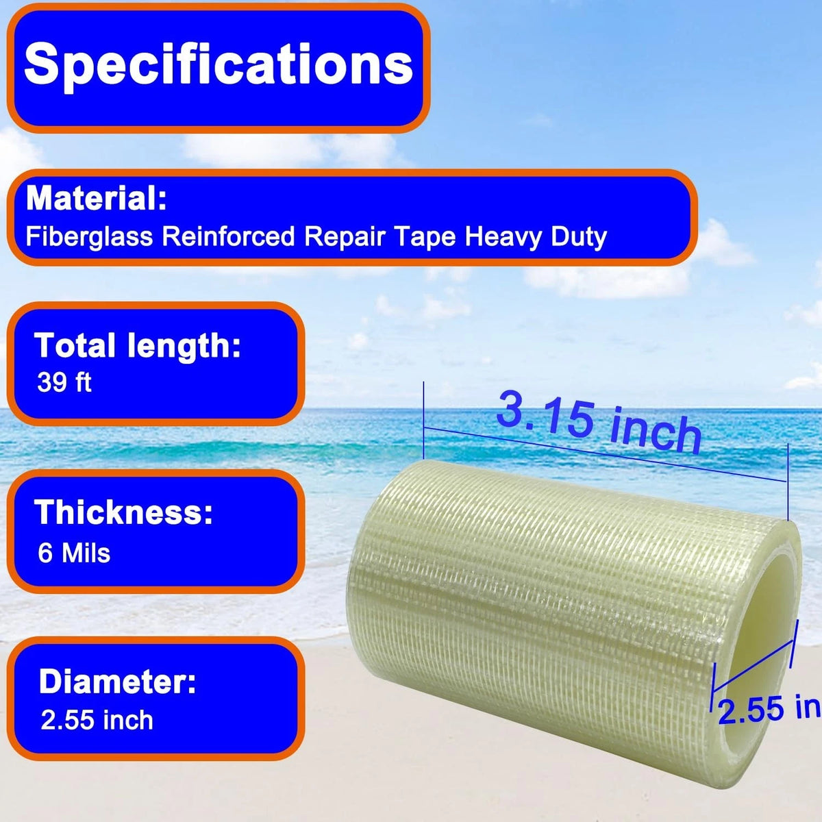 39FT Waterproof RV Awning Repair Tape for Outdoor Fabric Repairs