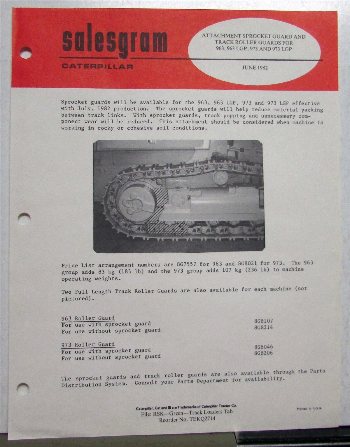 Sprocket Track Roller Guard for Caterpillar (1982)