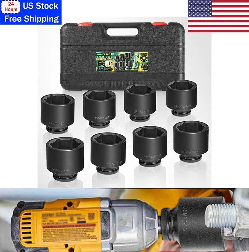 8Pc Jumbo Deep Impact Socket Set 3/4" Drive 6 Point 2-1/16" to 2-1/2"