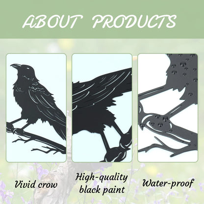 Raven Crow Fence Topper Decor for Garden