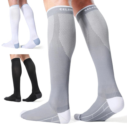 3 Pairs Compression Socks for Small-Medium (Black, White, Grey)