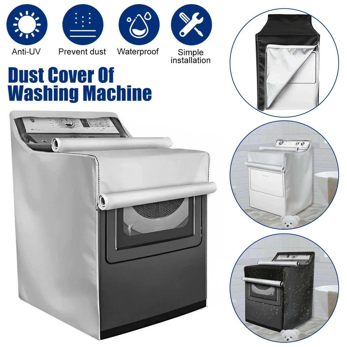 Washing Machine Cover for Washer Dryer (Dustproof, Sunproof, Waterproof)