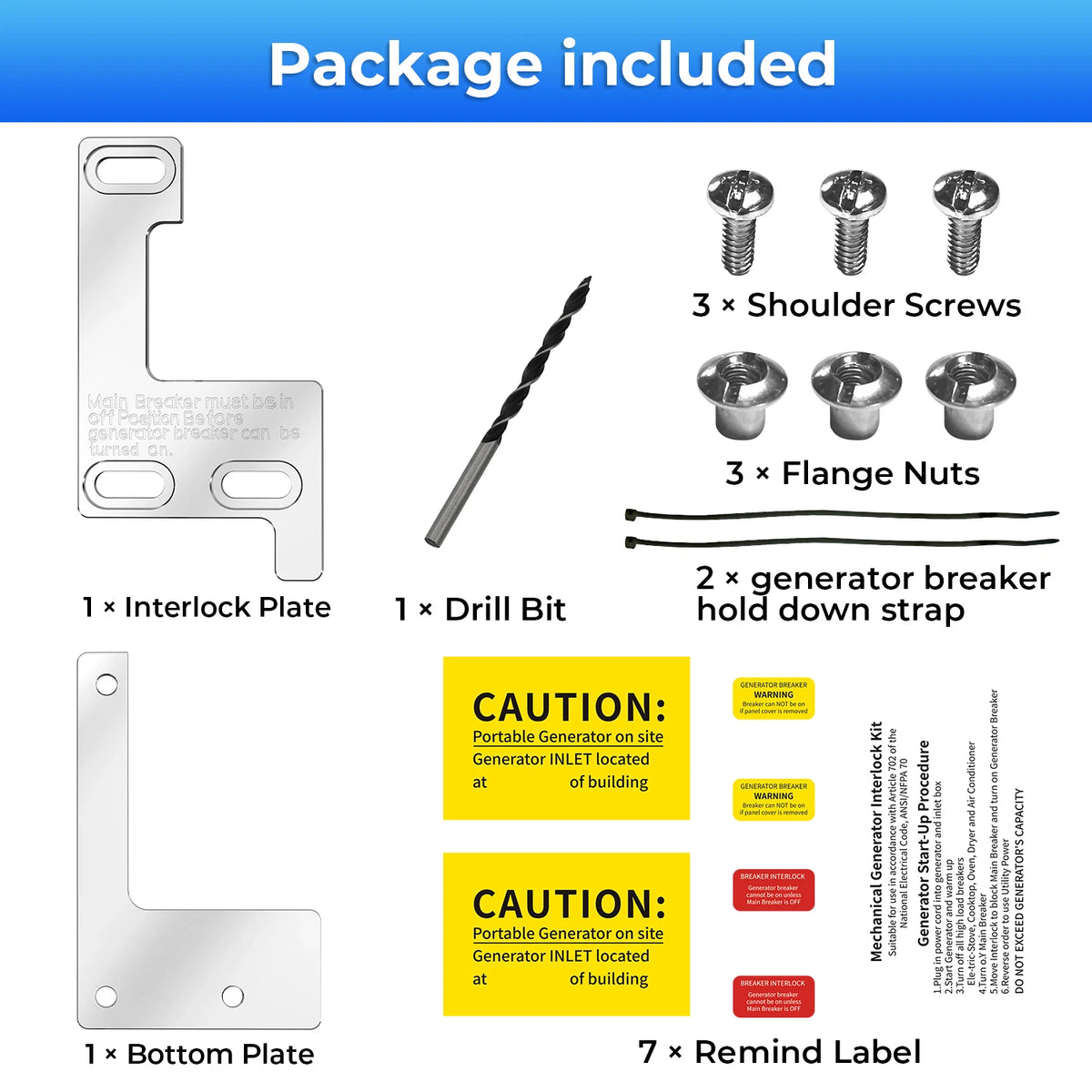 Generator Interlock Kit for Siemens Murray ITE 150 & 200 Amp Panels