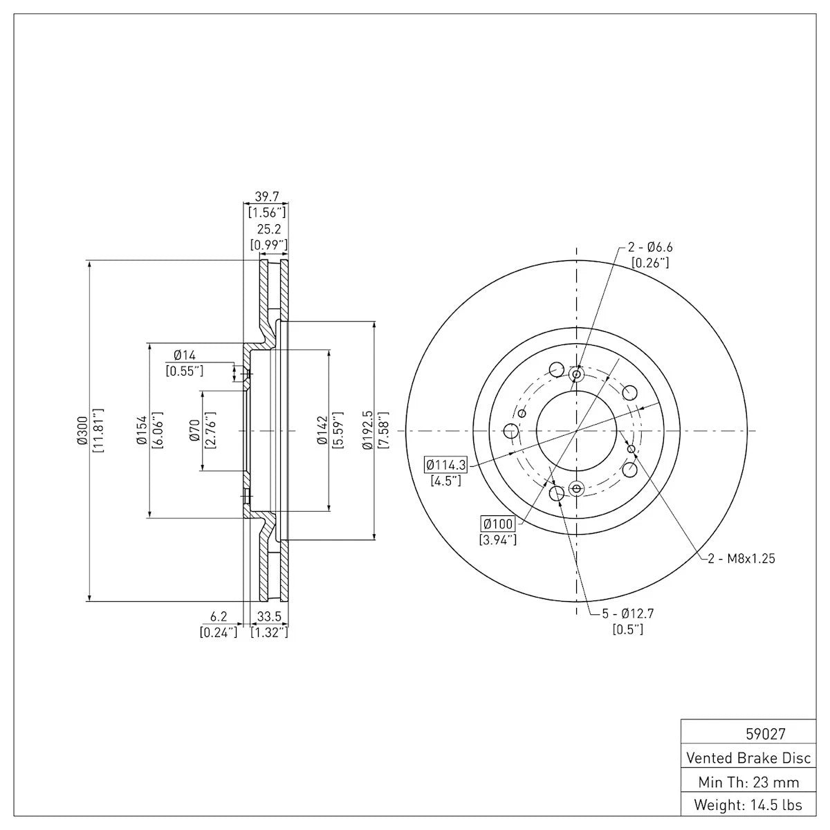 Brake Disc for Honda (2000–2009) ERE-59027, 45251S2A000