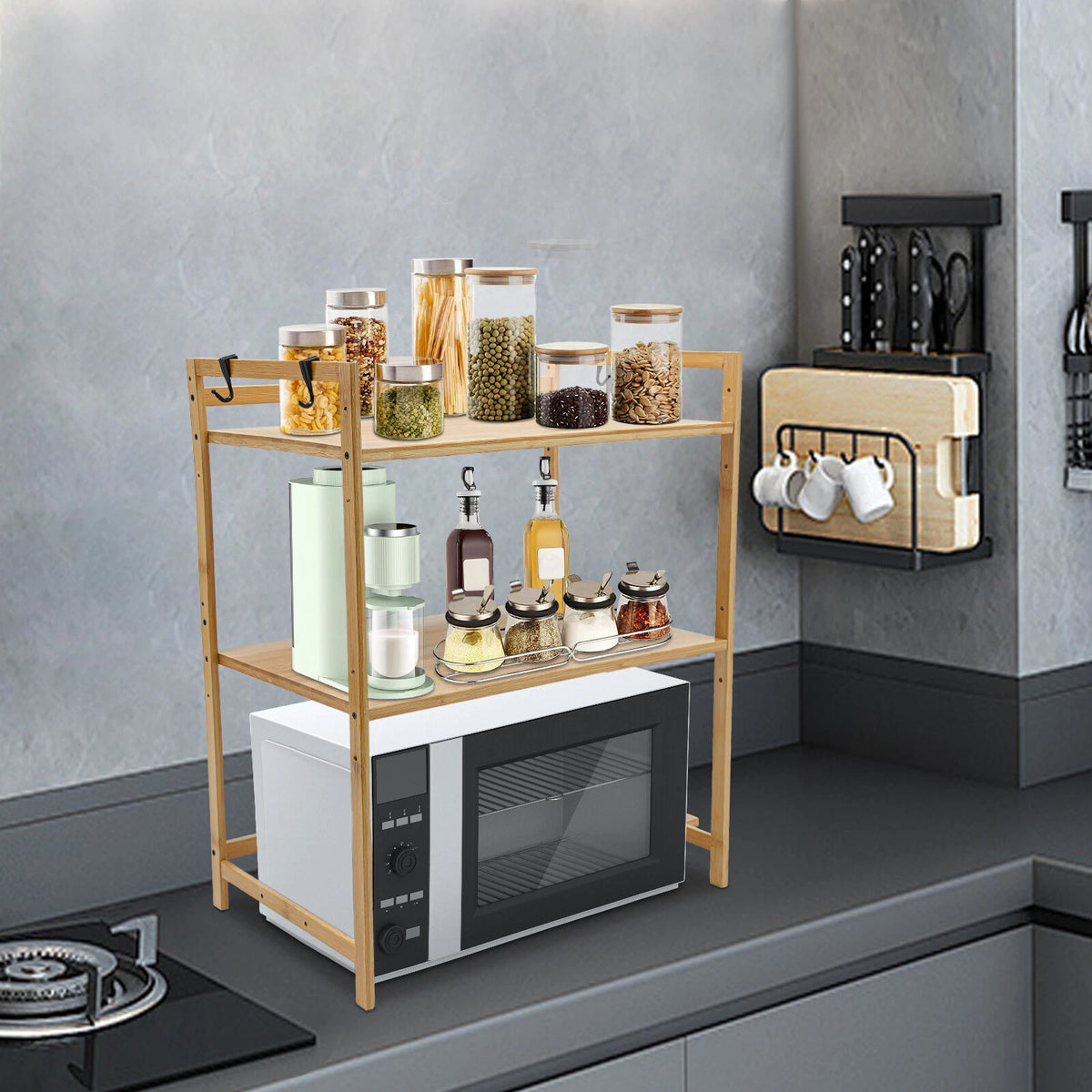2-Tier Microwave Oven Stand Storage Shelf Organizer Rack