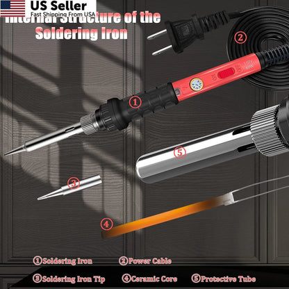Soldering Kit 60W Iron 110V with Ceramic 9-in-1 Basic