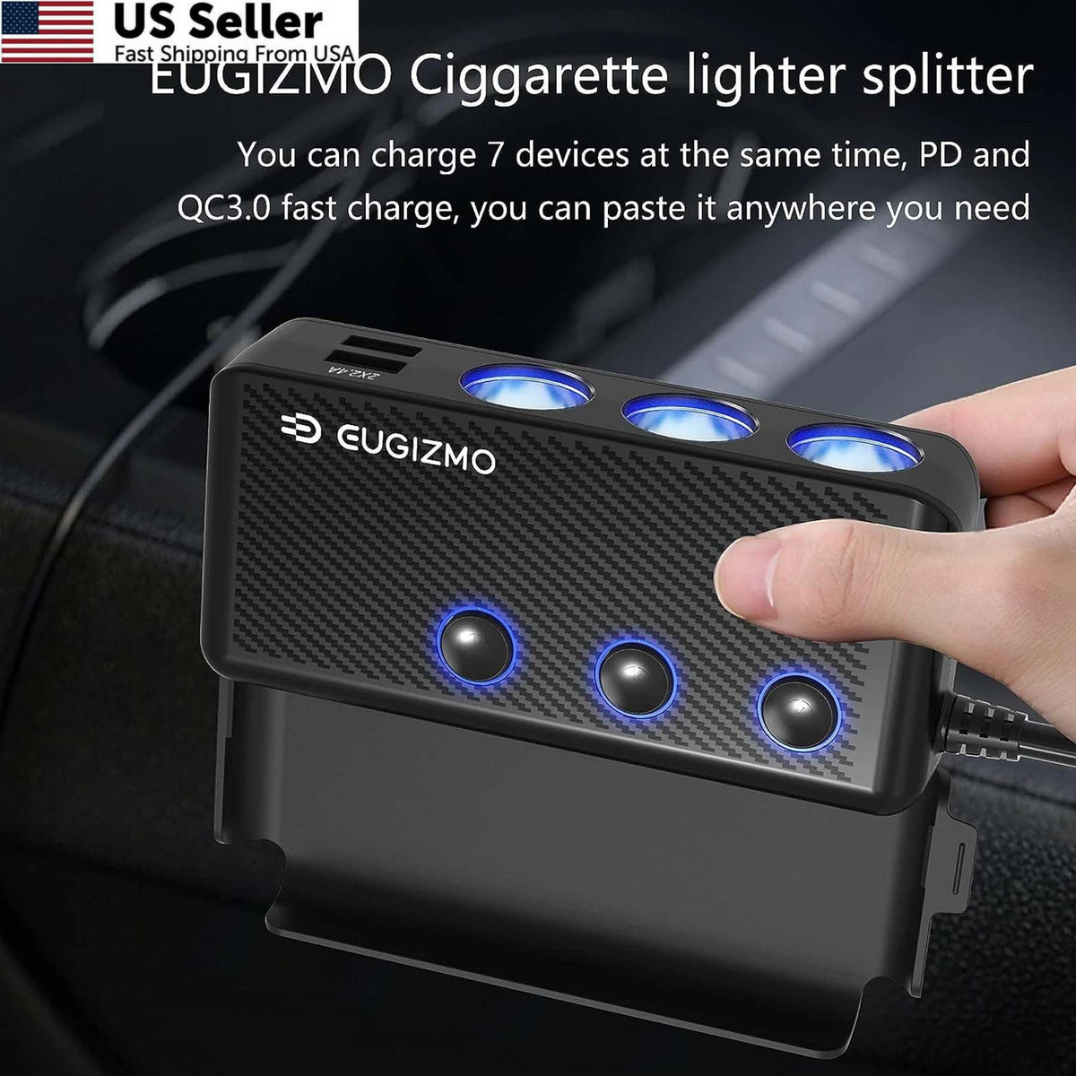 3 Socket Cigarette Lighter Plug Splitter for Car (200W)