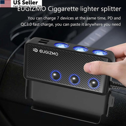 3 Socket Cigarette Lighter Plug Splitter for Car (200W)