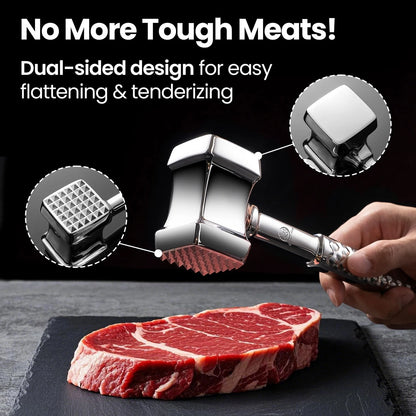 Stainless Steel Meat Tenderizer Tool for Universal Use (11x3x2 inches)