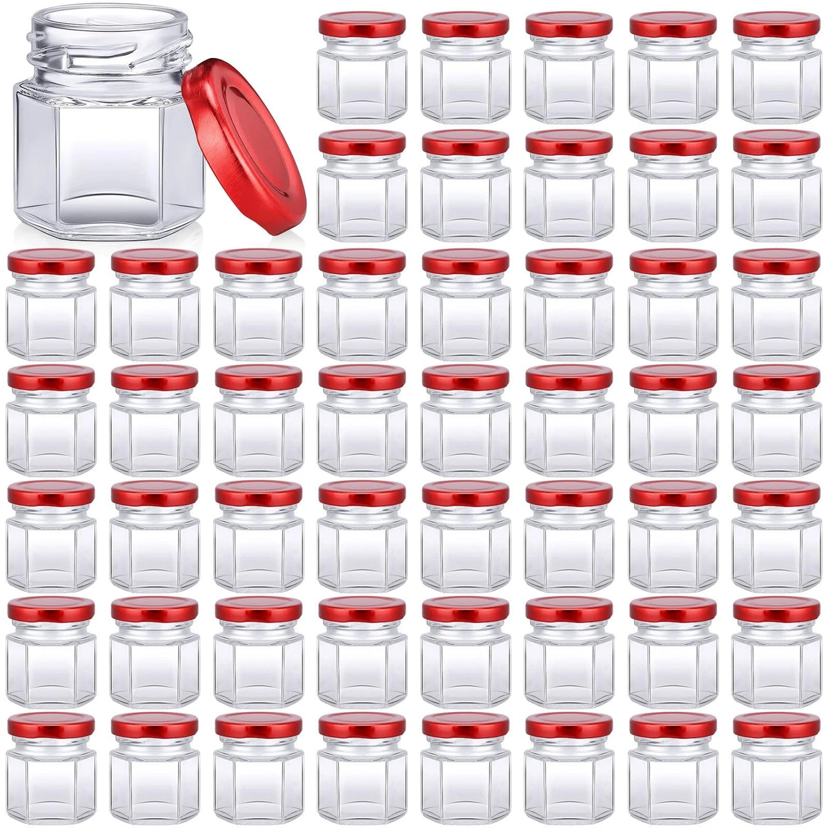 100 Pack Mini Hexagon Glass Jars for Weddings (Bulk 1.5oz)