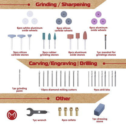 Rotary Tool Accessories Kit for 1/8-in Shank (476 PCS)