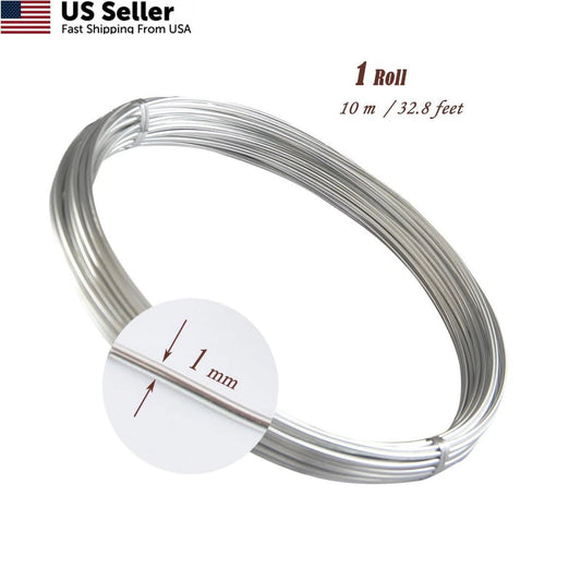 1 Roll Aluminum Wire 1mm 18 Gauge 32.8 Feet Silver Armature Wire