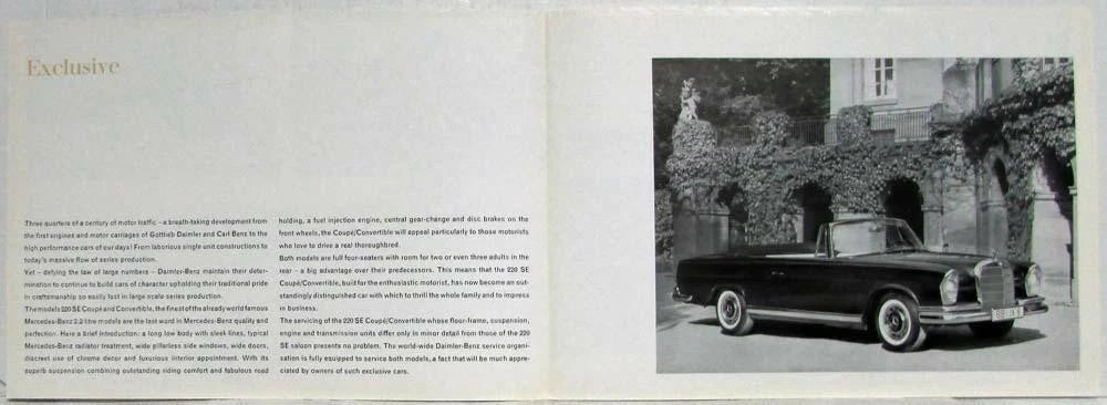 Sales Folder for Mercedes-Benz 220SE Coupe/Convertible (1962)