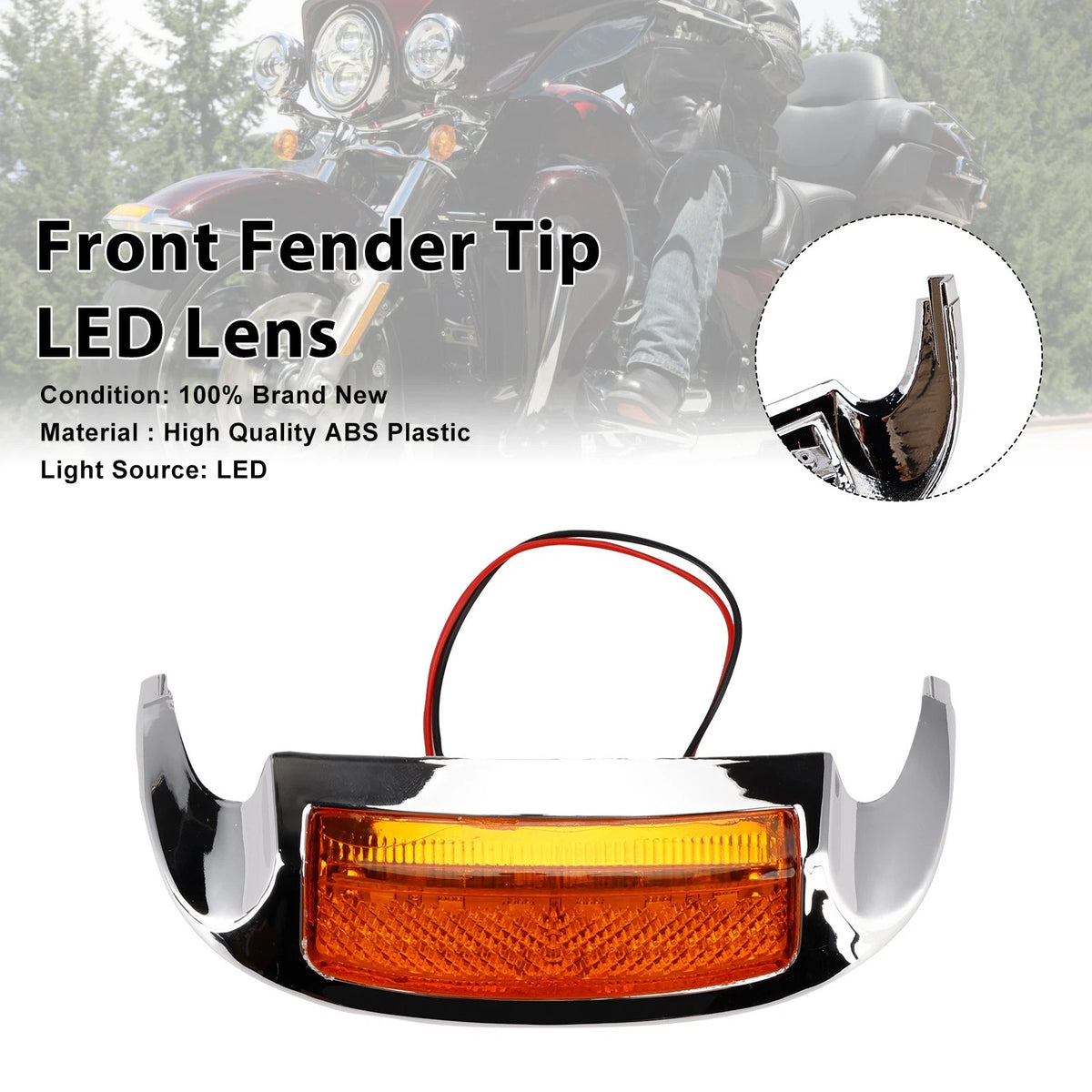 LED Front Fender Tip Lens for Electra Glide Ultra Limited Low (2014–2023) TL-544-AMB