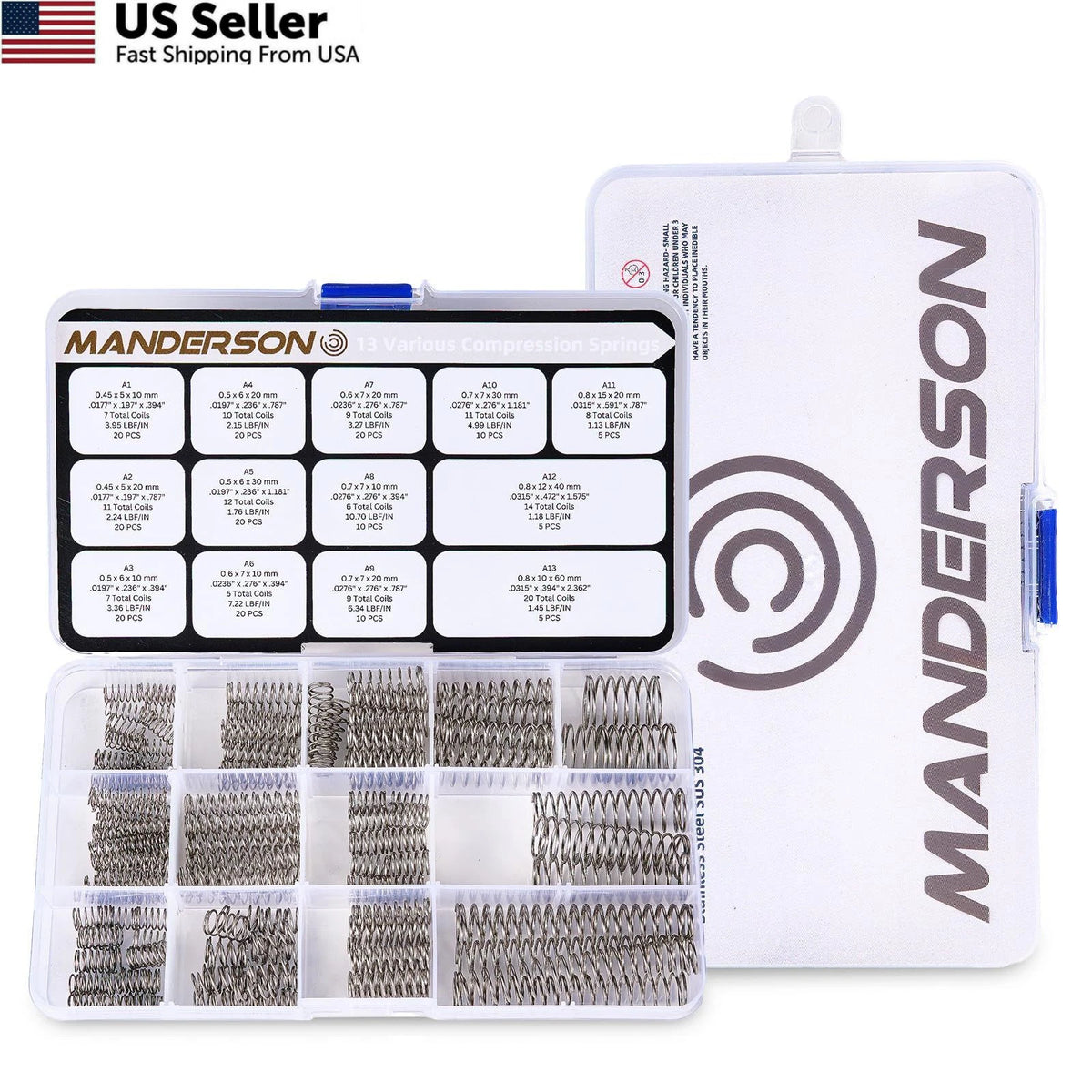 185 Pcs Compression Springs Assortment 0.197" x 0.394"