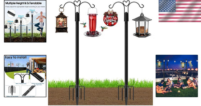 2X 76 Inch Double Shepherds Hooks for Bird Feeder and Plant Holders