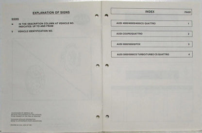 Clutch Flywheel Release Bearing Parts Catalog for Audi (1973–1987)