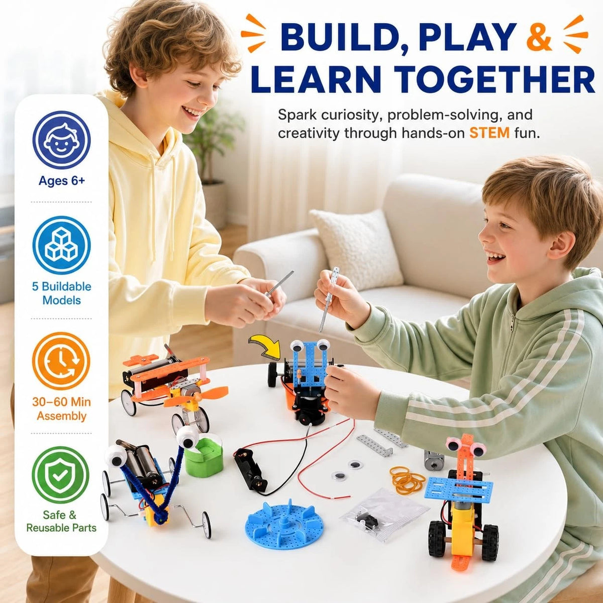 5-in-1 Robot Building STEM Kit for Kids Ages 6-12