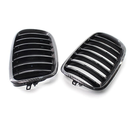 Gloss Black Carbon Style Grille for BMW X5 X6 E70 E71 (2008–2013)