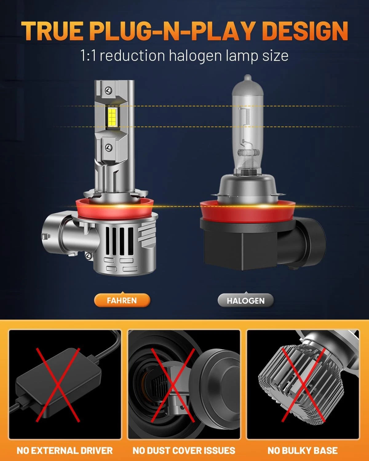Pack of 2 H11 H9 H8 Fog Light Bulbs 60000LM 6500K White IP68 Waterproof