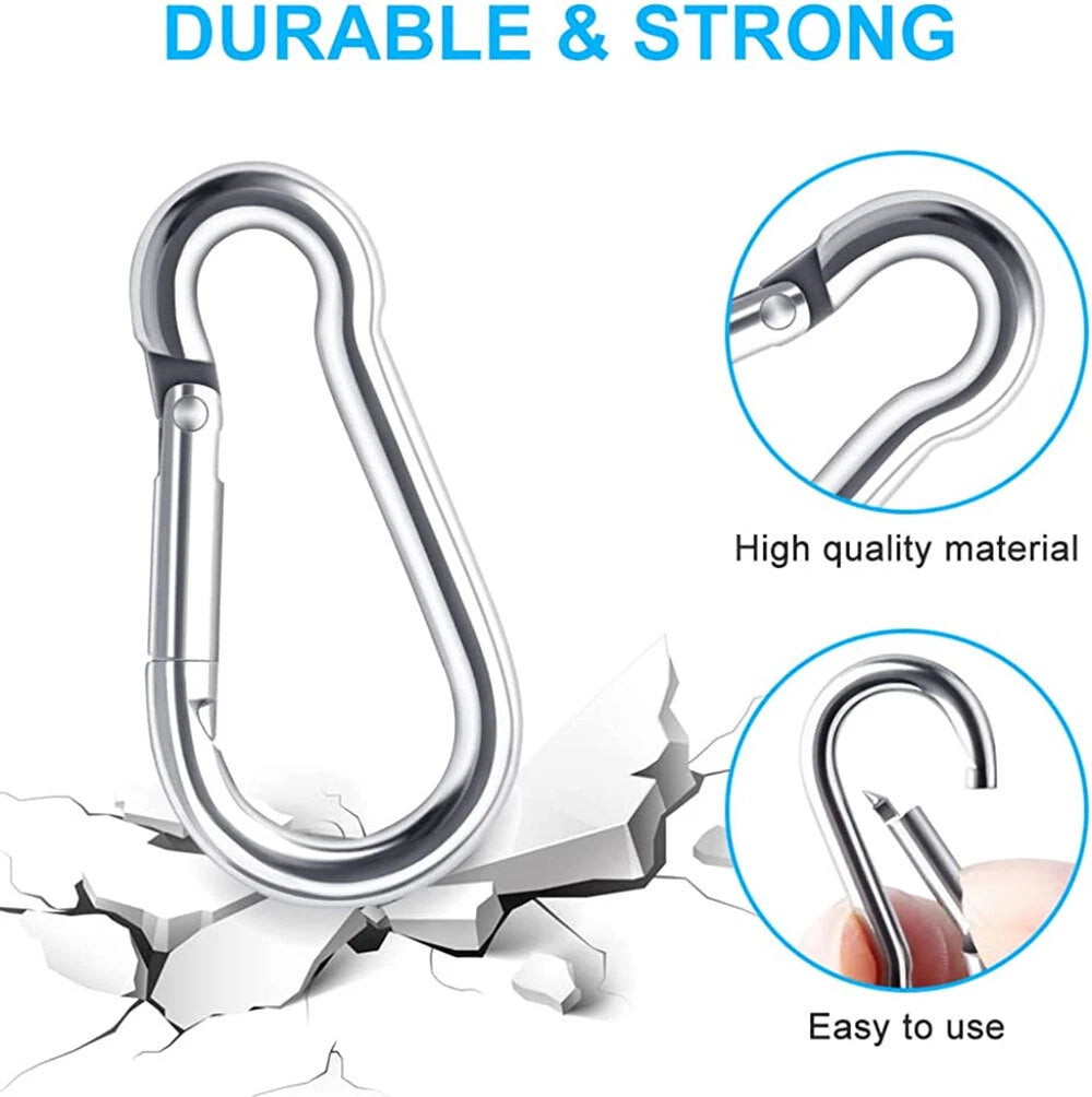 20 Pcs 1.57" M4 Stainless Steel Spring Snap Hook Carabiner Clips