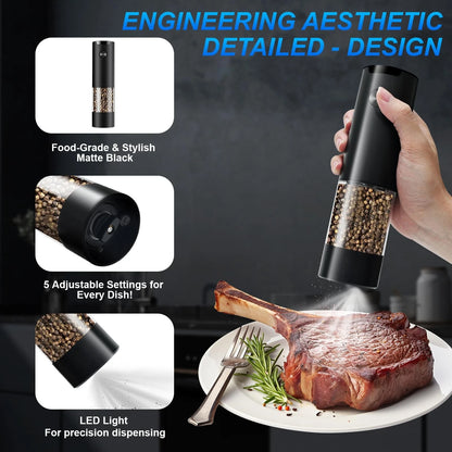 Electric Pepper or Salt Grinder with Adjustable Coarseness