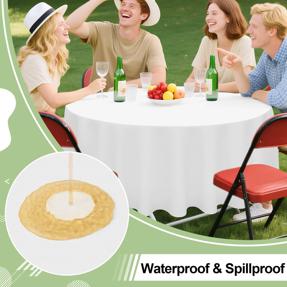 4 Packs Disposable Waterproof Tablecloths 84" Round