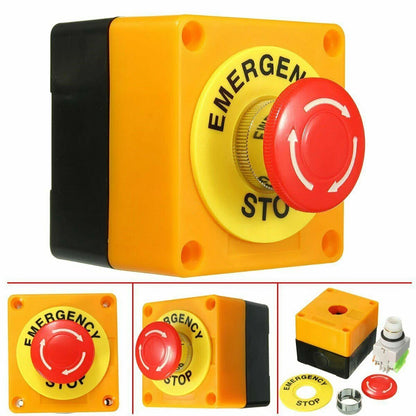 2Pcs 22mm Emergency Stop Push Button Switch NO+NC 10A
