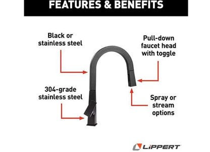Pull-Down Faucet for Lippert (2021–2021) - Black Matte