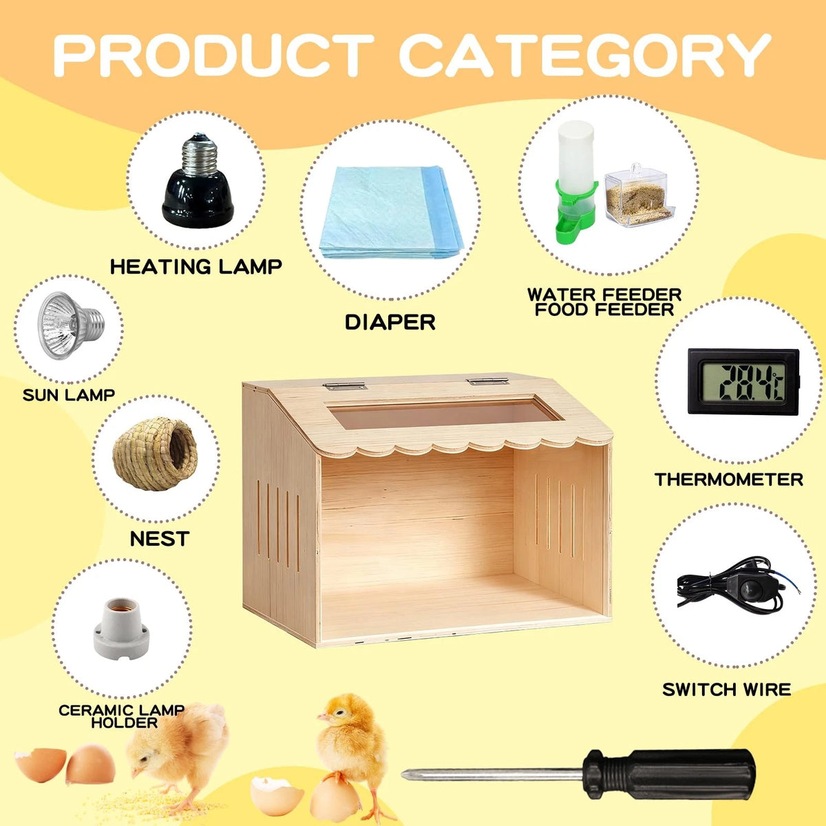 Wooden Chicken Brooder Box Kit (15.7 x 11.8 inches)