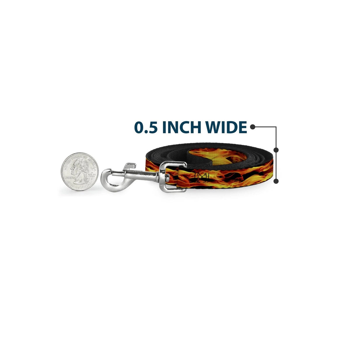 6FT Dog Leash for Vivid Black Orange Flames