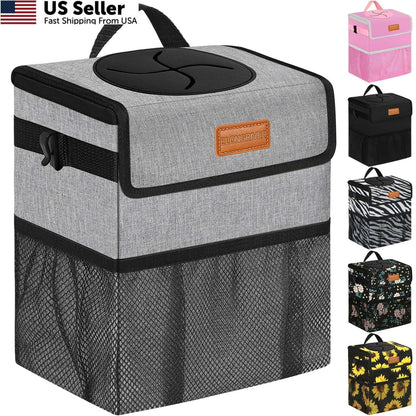 2 Gallon Car Trash Can Bin for Back Seat (Leak Proof, Grey)
