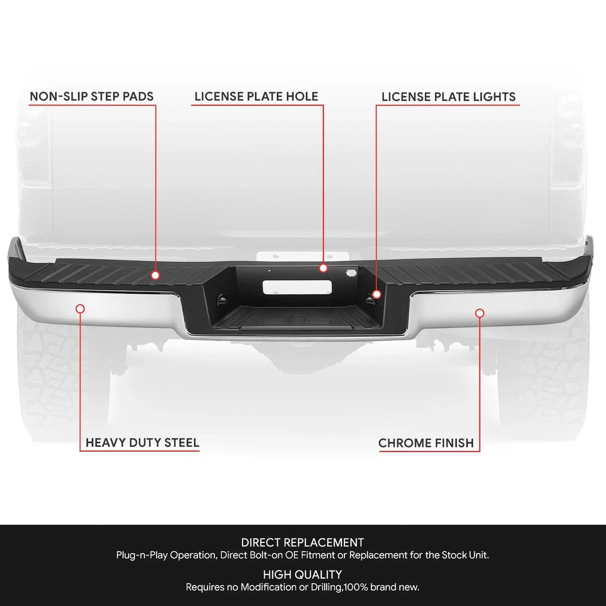 Rear Bumper Assembly for Ford F-150 Fleetside (2006–2008) w/o Sensor Hole, Tow Package