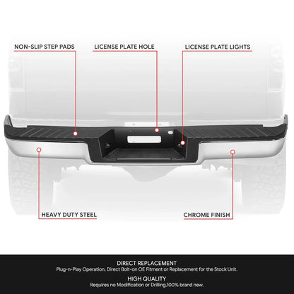 Rear Bumper Assembly for Ford F-150 Fleetside (2006–2008) w/o Sensor Hole, Tow Package