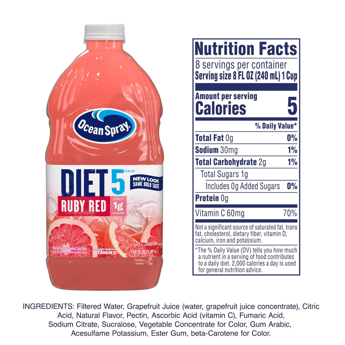 Ocean Spray Diet Ruby Red Juice 64 Oz (Pack of 1)