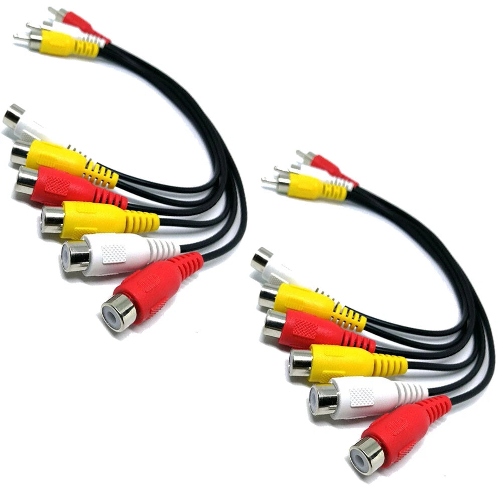 2PC RCA Male to RCA Female Splitter Cable for Audio Video AV TV DVD
