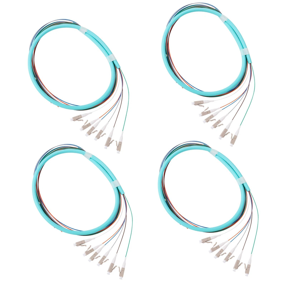 6 Strands LC OM3 Multimode Fiber Optic Pigtail 1.2m for