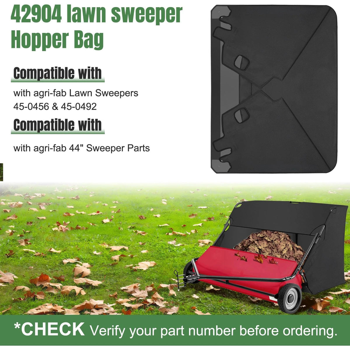 44" Tow Lawn Sweeper Replacement Hopper Bag Assembly for Agri-Fab