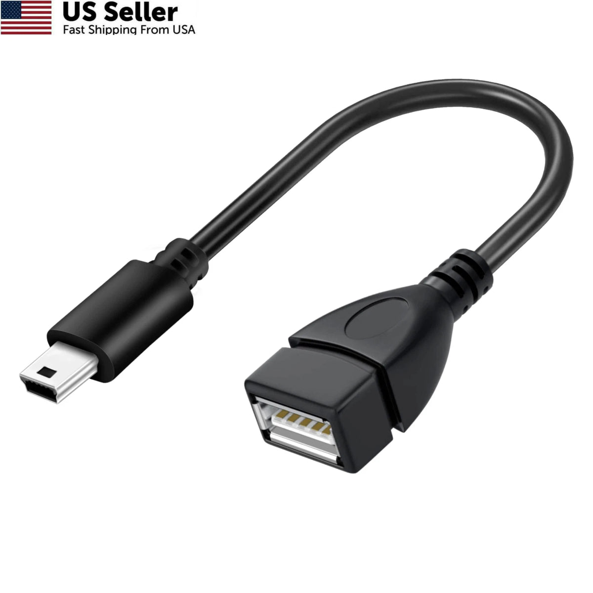 Mini USB OTG Cable for Digital Cameras (1 Pack, Black)