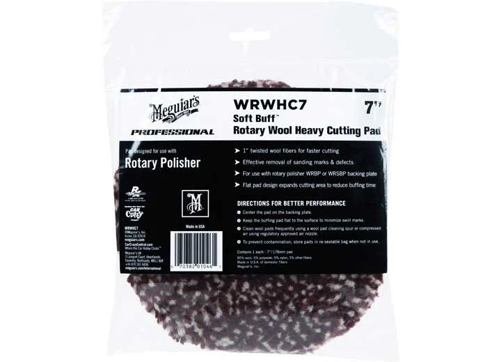 7" Soft Buff Rotary Wool Heavy Cutting Pad for Meguiar's WRWHC7