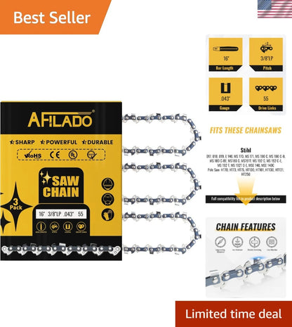 3X 16'' Chainsaw Chain for Husqvarna, Craftsman (Compatible)