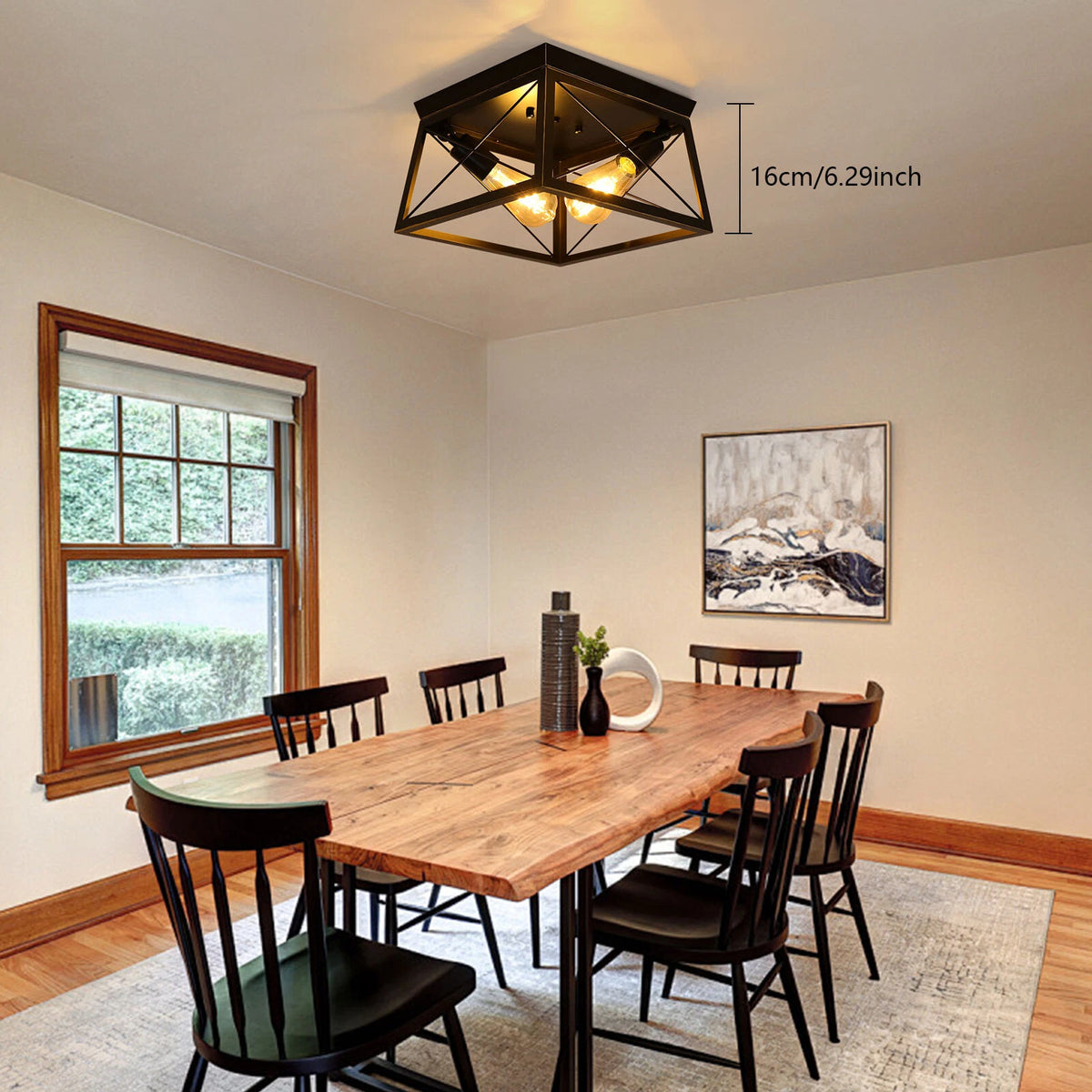 2-Light Ceiling Light Fixture for Farmhouse Industrial Style