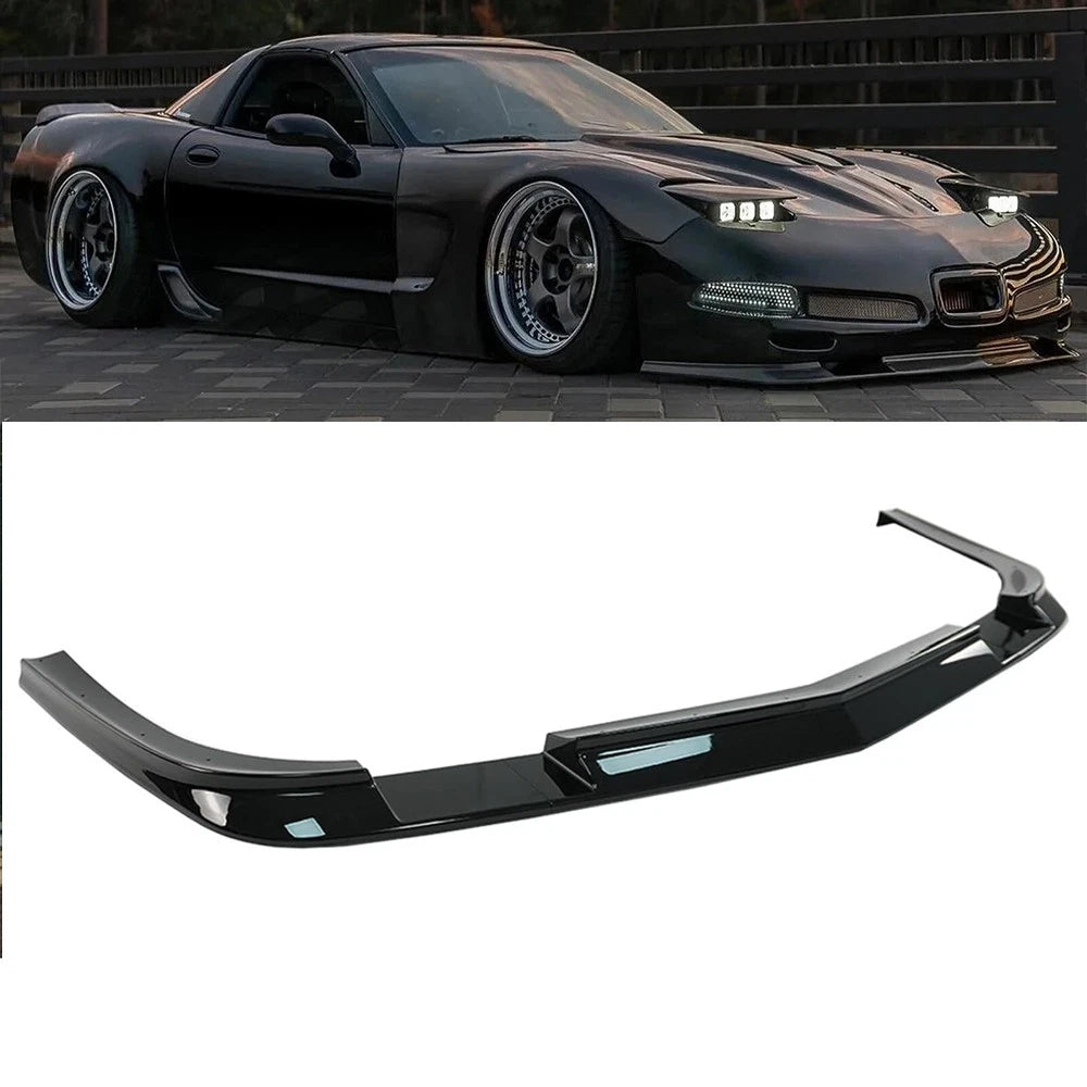 3pcs Front Bumper Lip Splitter for Chevrolet Corvette C5 (1997–2004) ZR1 Style Gloss Black
