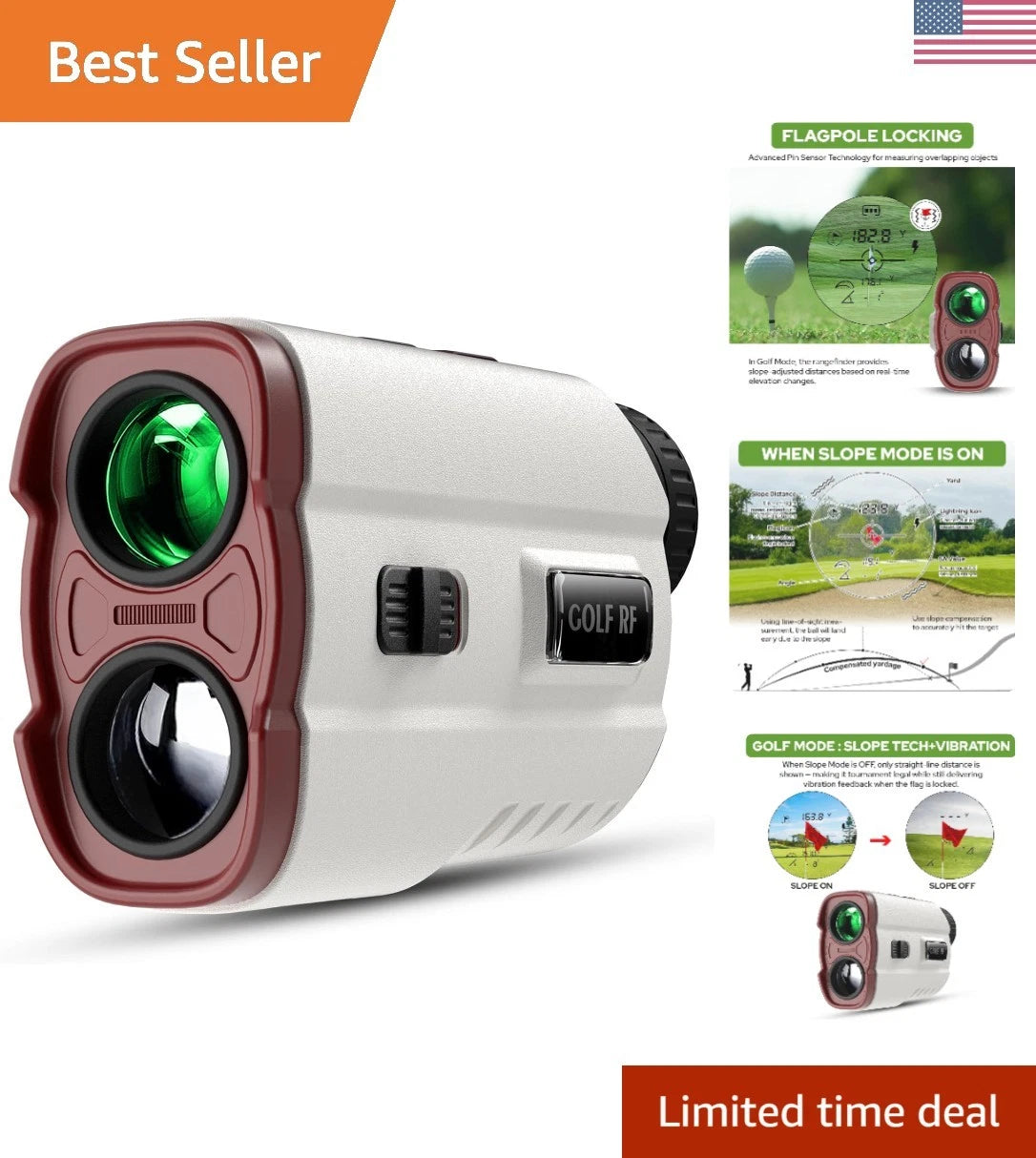 Complete 1200 Yard Golf Rangefinder Set with Case - Slope Mode