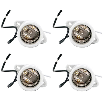 4X White Porcelain Light Sockets E26 E27 Bulb Holder Pre-Wired 660W 660V